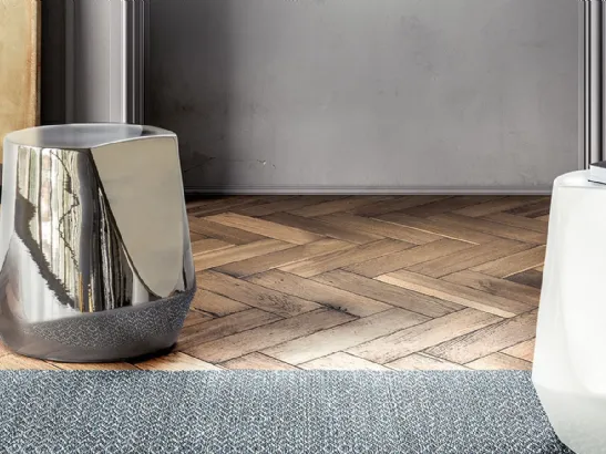 Tavolino di design Haik in ceramica ipergress Argento di Pianca
