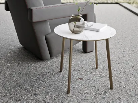 Tavolino Tondo Horizon in laminato con base in metallo di Mobilgam