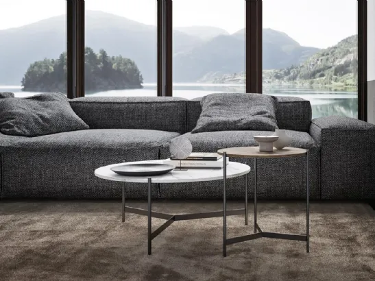 Tavolino tondo Toor Horizon in laminato con base in metallo di Mobilgam