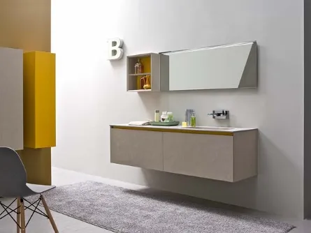 Mobile da Bagno sospeso in melaminico con piano in marmo minerale opaco 45 07 di Birex