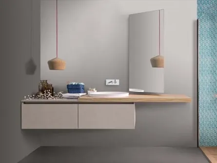 Mobile da Bagno sospeso in melaminico con top in rovere 45 10 di Birex