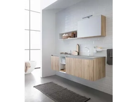 Mobile da Bagno sospeso in melaminico rovere e top in mineral marmo grigio 45 12 di Birex
