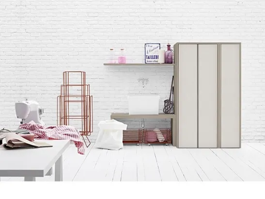 Mobile da Bagno in melaminico e lavabo in ceramica Acqua e Sapone Lavanderia 02 di Birex