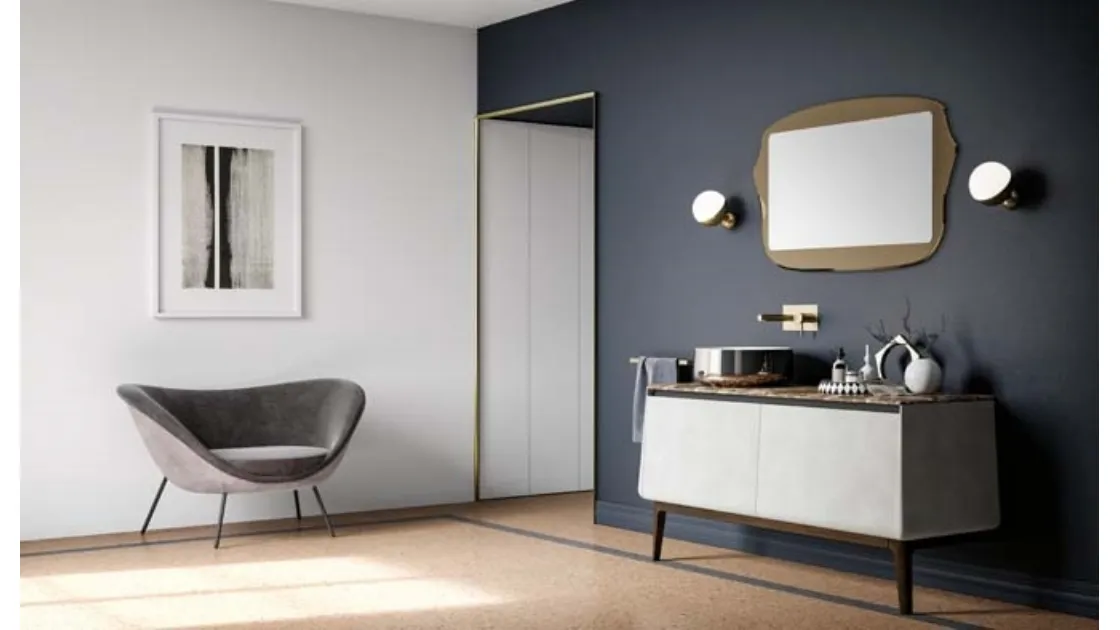 Mobile da bagno di design in laccato effetto resina e top in marmo Campus 02 di Birex