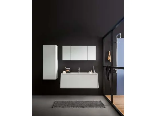 Mobile da Bagno sospeso in laccato bianco opaco e top in Corian Campus 04 di Birex
