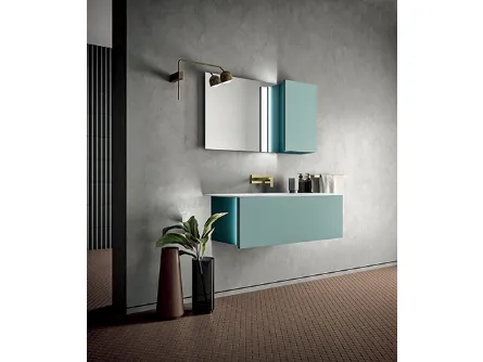 Mobile da Bagno sospeso in laccato e top in Corian Hosoi 03 di Birex