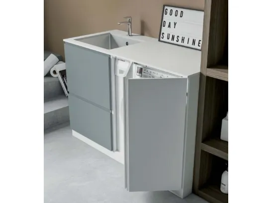 Mobile da Lavanderia in laccato opaco carta da zucchero e bianco Idrobox 01 di Birex