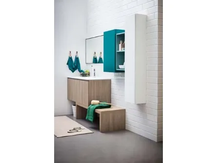 Mobile da Bagno sospeso in melaminico e laccato con top in mineral marmo bianco Lapis 06 di Birex