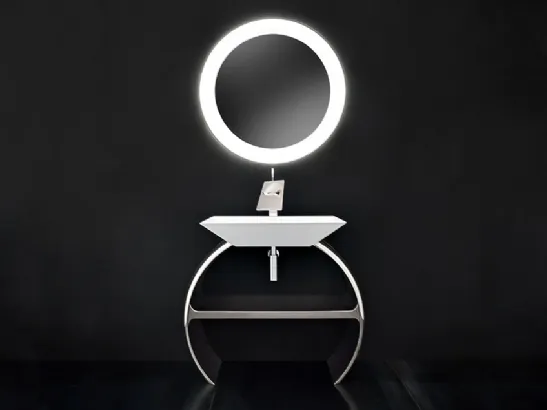 Mobile da Bagno Moon con base cromata e lavabo Diamante di Cerasa