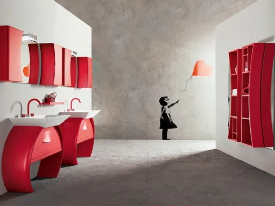 Mobile da Bagno Moon con doppia base lavabo di Cerasa