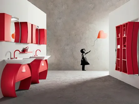 Mobile da Bagno Moon con doppia base lavabo di Cerasa
