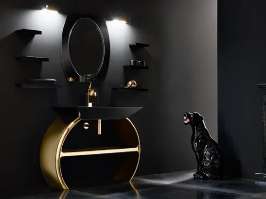 Mobile da Bagno Moon in finitura Oro di Cerasa