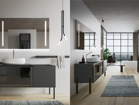 Mobile da Bagno Segno in Grigio Minerale di Cerasa