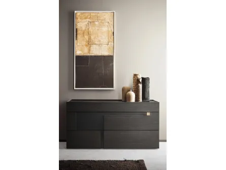 Comò Logos Calvi Brambilla in legno Rovere fumo e laccato opaco di Pianca