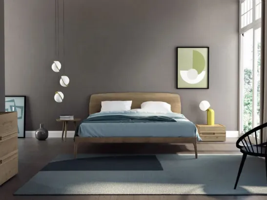 Letto in legno di rovere con testiera Le Fleur di Fratelli Mirandola