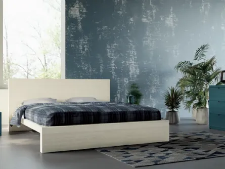 Letto matrimoniale in legno chiaro finitura grigio calce Master 1423/90 di Fratelli Mirandola