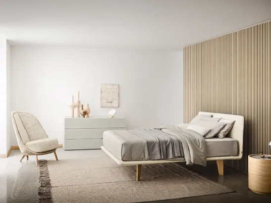 Letto in tessuto con testiera Filo di Pianca