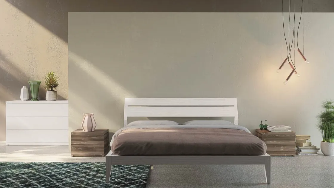 Letto con testiera in legno laccato Sonny 1690 di Fratelli Mirandola