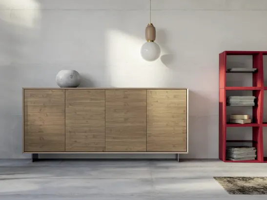 Libreria componibile Freedom in legno laccato rosso di Fratelli Mirandola