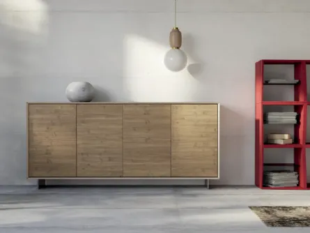 Libreria componibile Freedom in legno laccato rosso di Fratelli Mirandola