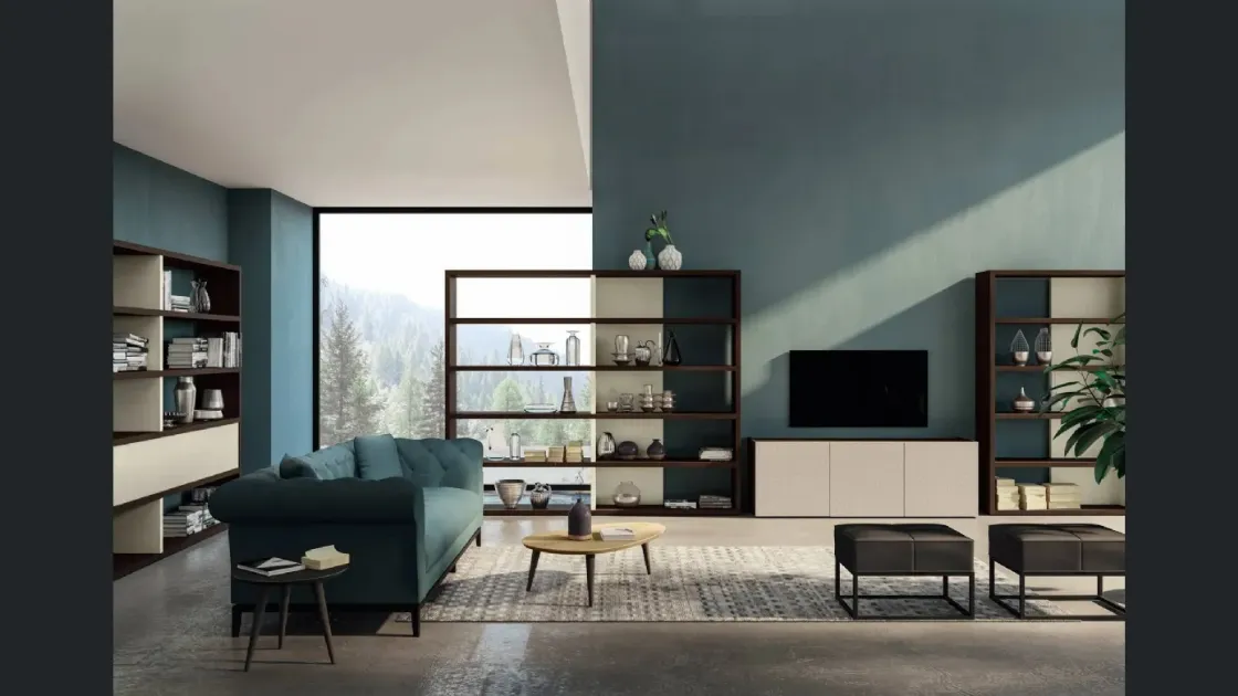 Libreria componibile in legno di rovere Modula di Fratelli Mirandola