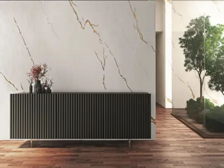 Madia a 3 ante ondulate in laccato opaco ardesia Wave70 di Fratelli Mirandola