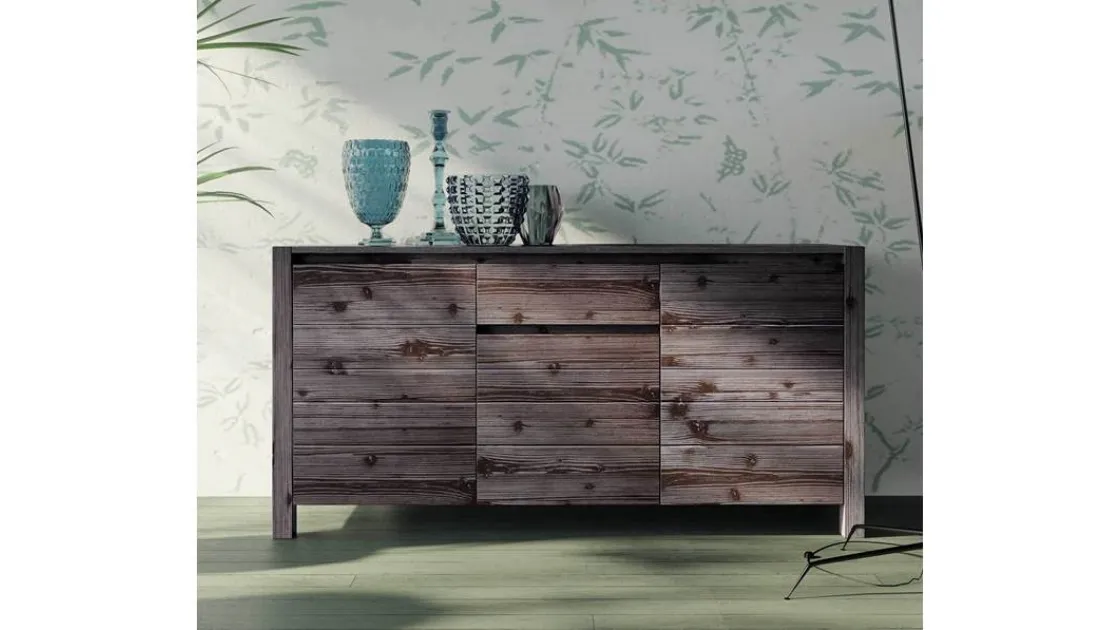 Madia bassa Londra Art 1102 in legno laccato gessato chiaro di Fratelli Mirandola