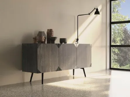 Madia Moon Art 180 in legno laccato fango con angoli metallici di Fratelli Mirandola