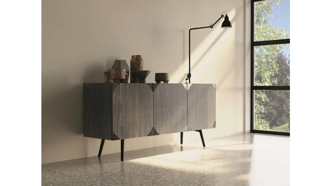 Madia Moon Art 180 in legno laccato fango con angoli metallici di Fratelli Mirandola
