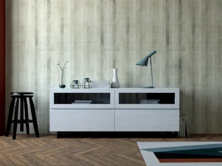 Madia Dallas Art 1010pa in legno con due cassetti e due ante a ribalta in vetro di Fratelli Mirandola