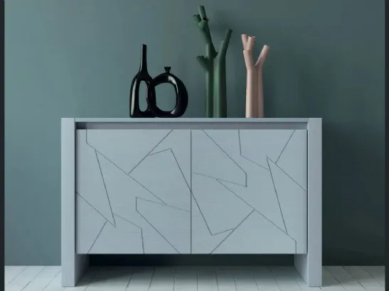 Madia Diagona Art 1751 con ante intagliate in legno laccato grigio di Fratelli Mirandola