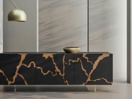 Madia Elettra in legno con decoro in foglia bronzo di Fratelli Mirandola