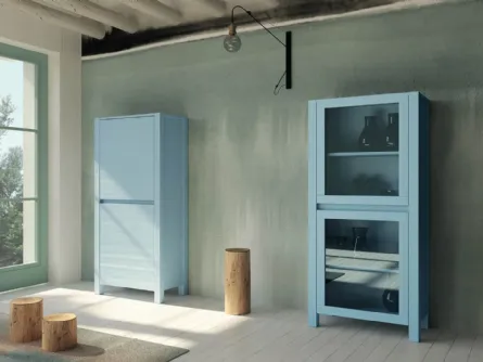 Madia alta Londra Art 1107 e Art 1108 in legno laccato azzurro di Fratelli Mirandola