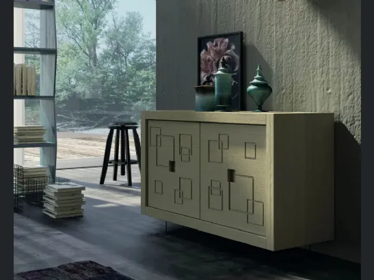 Madia Mastra Art 1771px in legno intagliato laccato verde oliva di Fratelli Mirandola