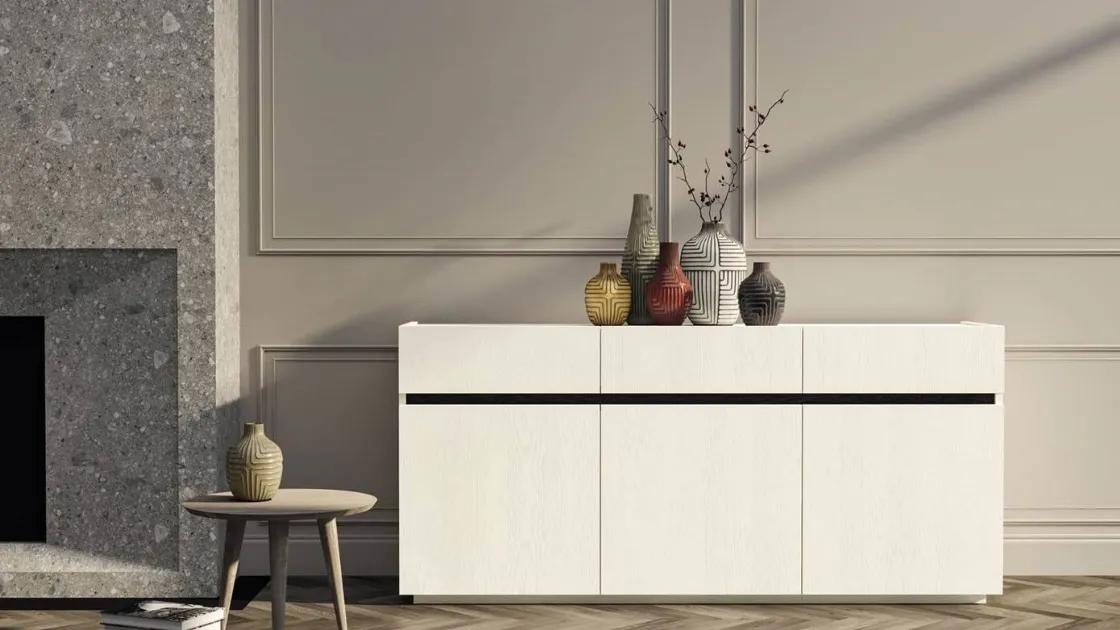 Madia moderna in legno di rovere laccato Teca di Fratelli Mirandola