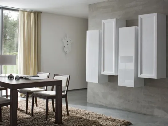 Parete Attrezzata Composizione Zenith 115 in laccato lucido e legno di Mobilgam