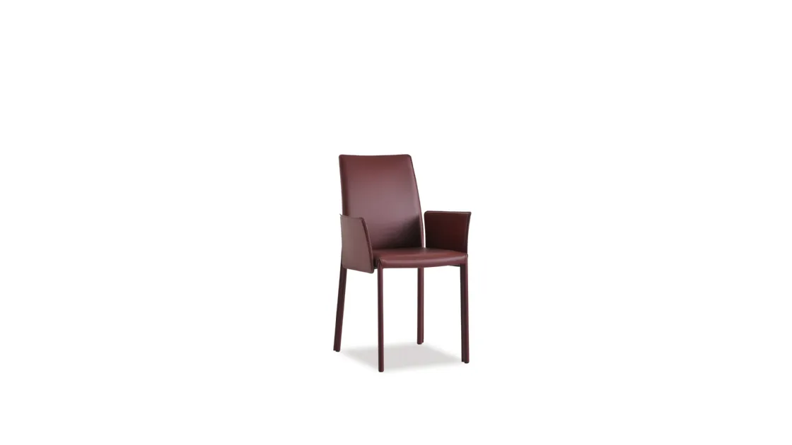 Sedia fissa in cuoio rosso moderna Giselle di Sedie Brianza