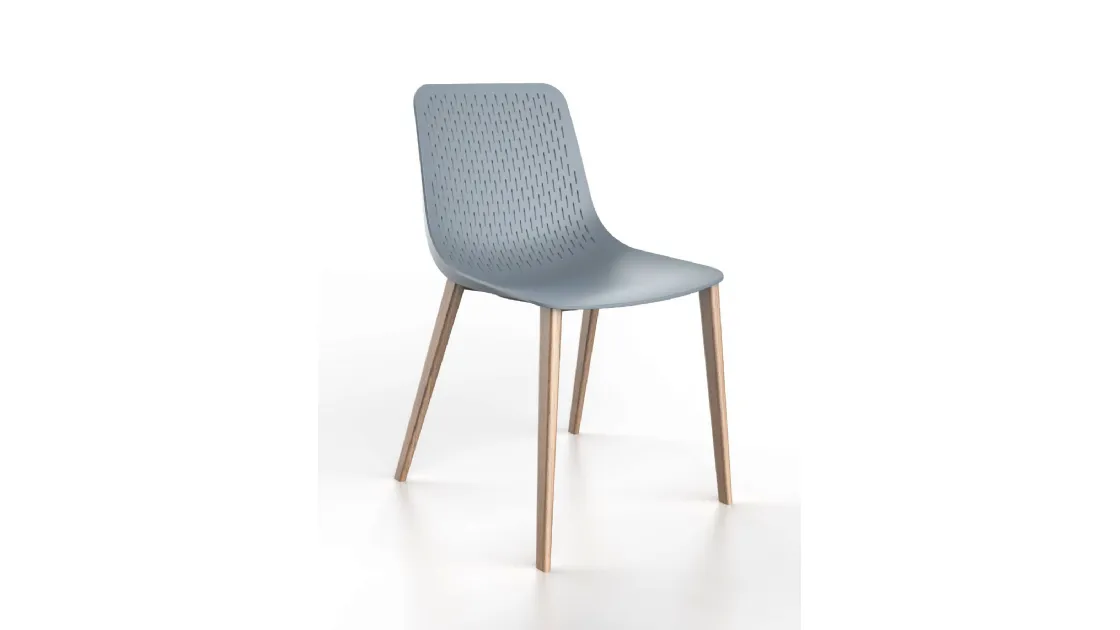 Sedia Rain Wood in plastica con gambe in legno di Casprini
