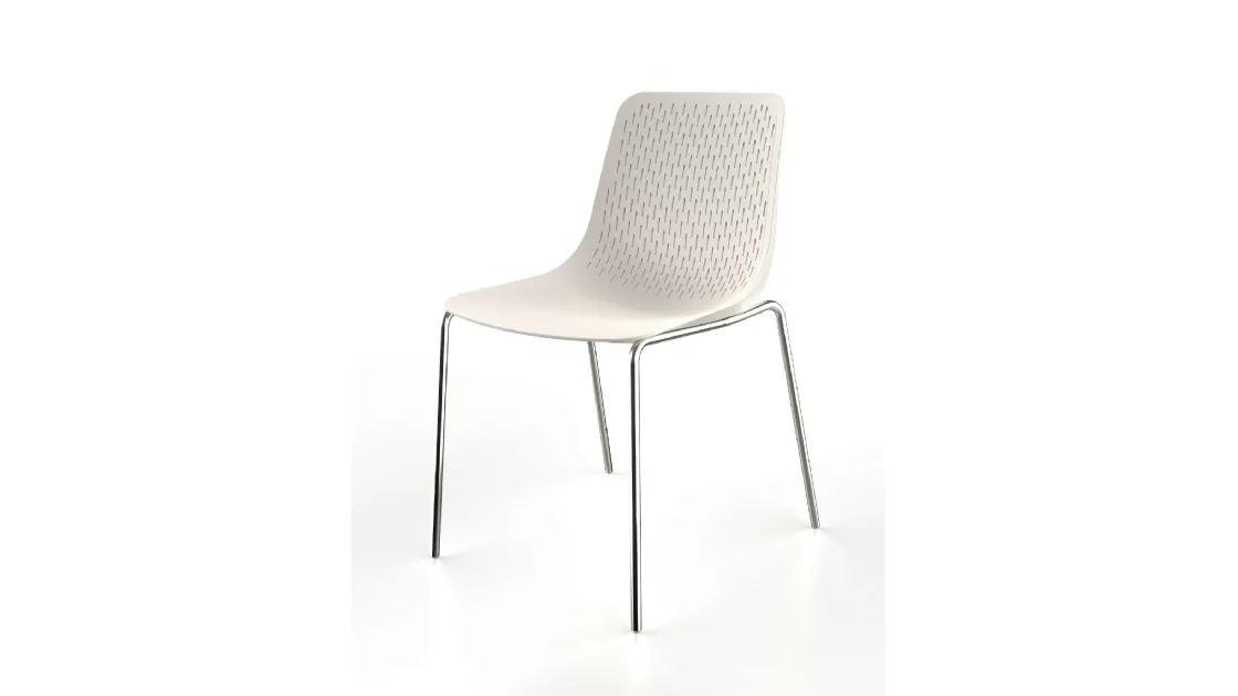 Sedia Rain Round in plastica con gambe in acciaio di Casprini