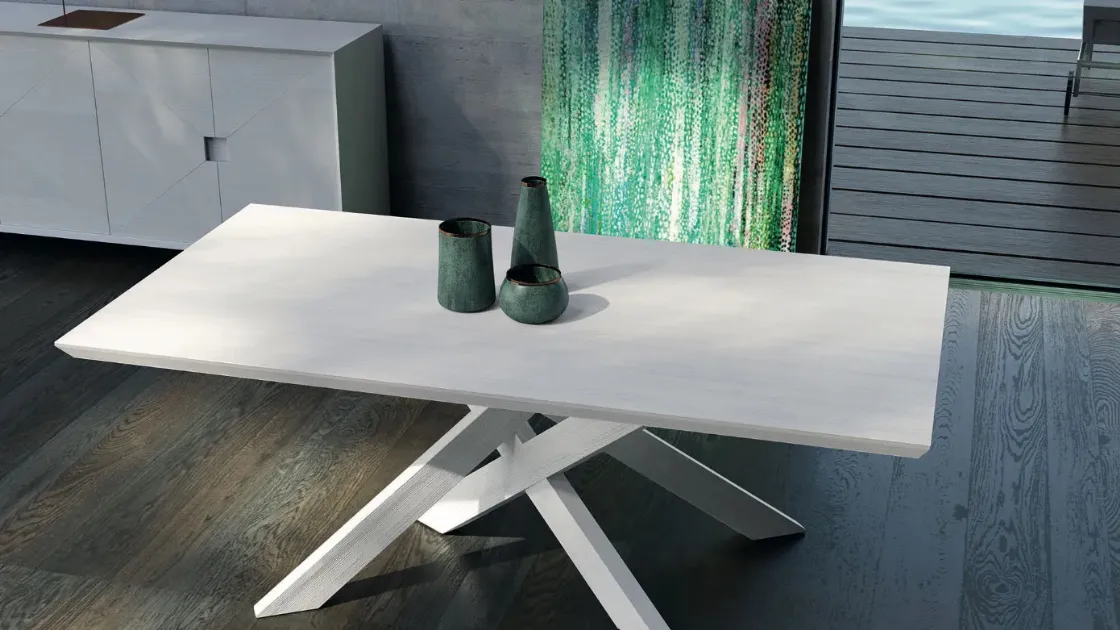 Tavolo Art 1437 Twist in abete spazzolato di Fratelli Mirandola