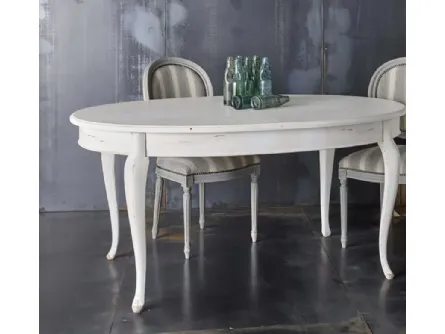 Tavolo ovale allungabile Art 604 Shabby Chic in legno di Fratelli Mirandola