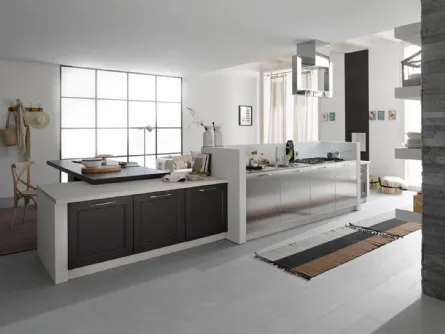 Cucina Classica lineare in legno e acciaio Asolo 04 di Dibiesse