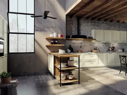 Cucina Moderna lineare Charme in legno di abete spazzolato con anta a telaio di Fratelli Mirandola