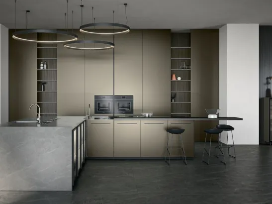 Cucina Moderna Filo 02 con ante verniciate a polvere Vega e finitura Palladio natural Stone di Dibiesse