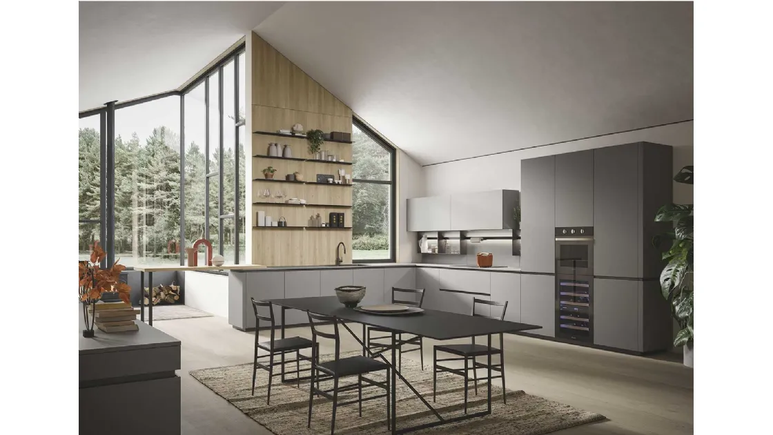 Cucina Moderna Emporio Job angolare con penisola di Dibiesse