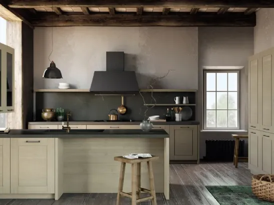 Cucina Moderna con isola Cottage in legno di abete spazzolato di Fratelli Mirandola