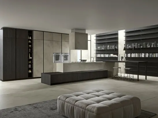 Cucina Moderna lineare in legno e laminam effetto calce Vestimi 01 di Dibiesse