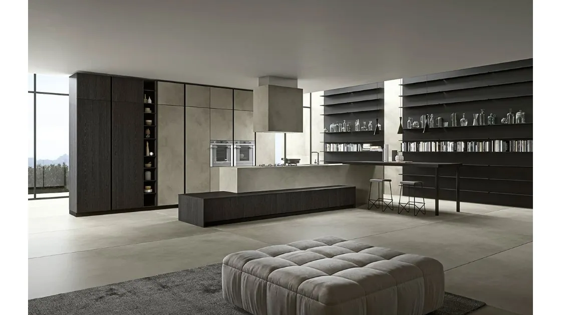 Cucina Moderna lineare in legno e laminam effetto calce Vestimi 01 di Dibiesse