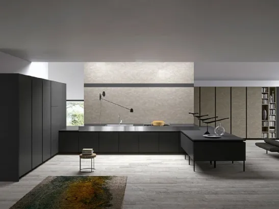 Cucina Moderna lineare Vestimi 03 in laminato con top in acciaio di Dibiesse