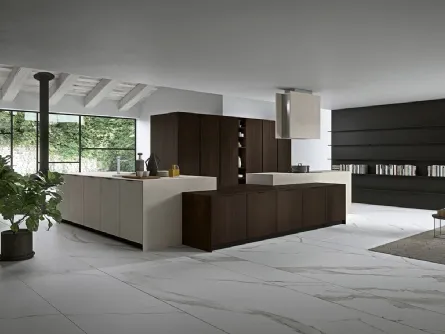 Cucina Moderna angolare Vestimi 04 in rovere termotrattato  e finitura calce di Dibiesse